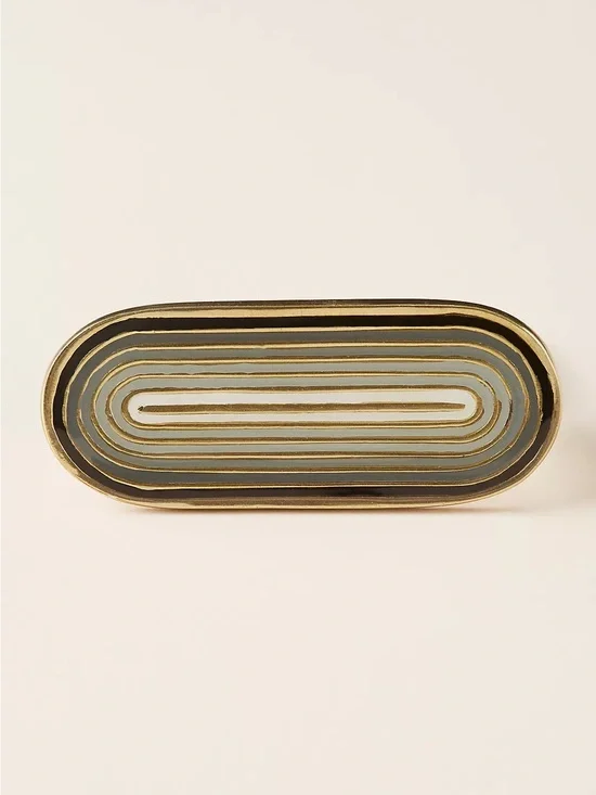 New Anthropologie Ruth Handle Gold and Green Decorative Bohemian Dresser Pull