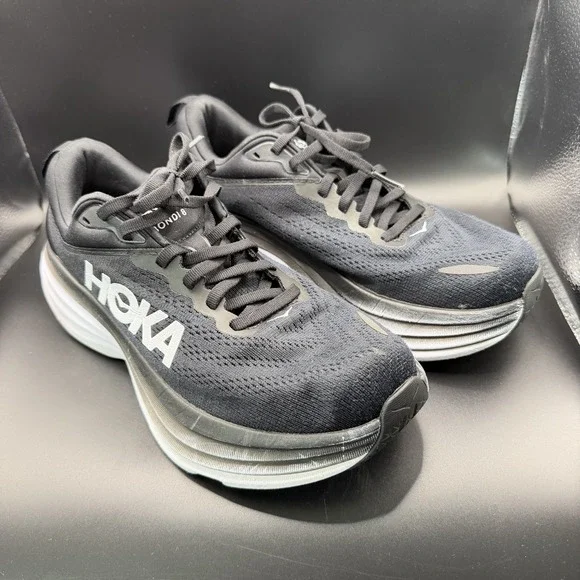 Women's HOKA Bondi 8 running shoes Black/White 1127952 BWHT SZ 8.5B Athletic