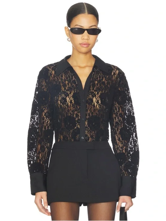 Free People Faith Button Down in Black