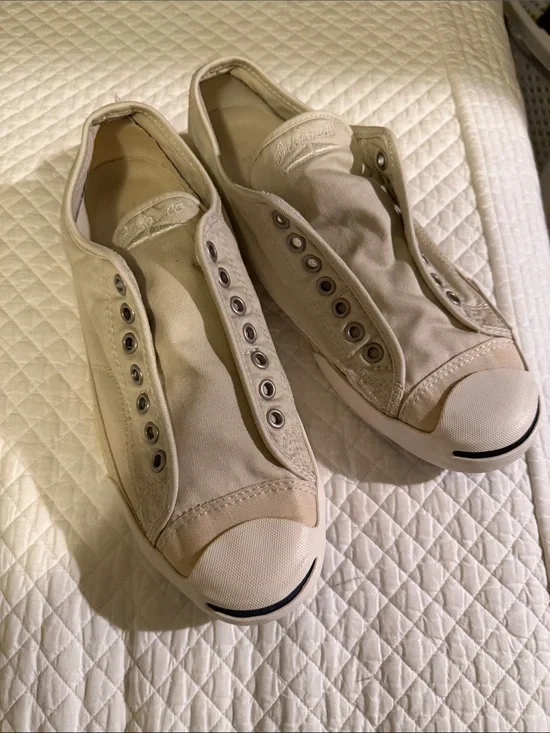 Slip-On Canvas Athletic Shoes in Beige - Unbranded