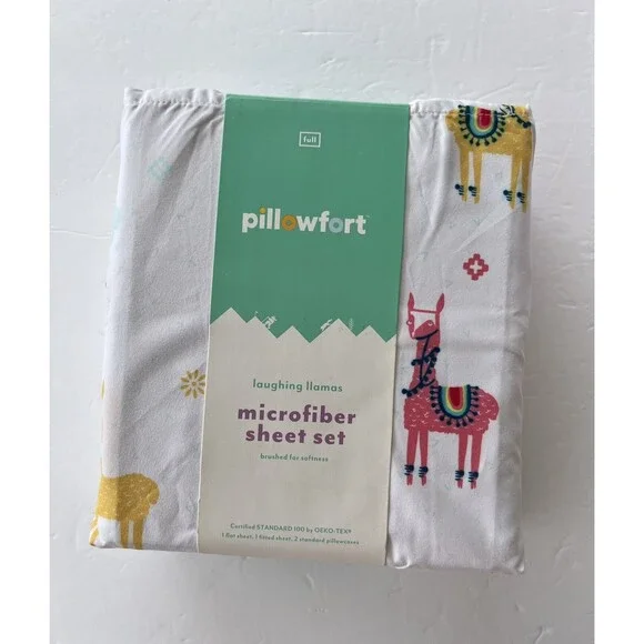 Pillowfort Sheet Set Colorful Llamas Full Bed Size Microfiber Sheets