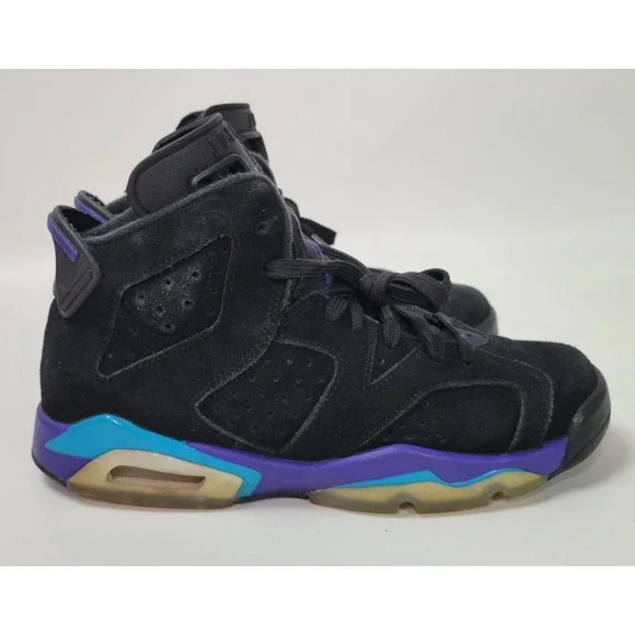 Nike Air Jordan 6 Retro Aqua Black Leather‎ 384665-004 US 5.5Y