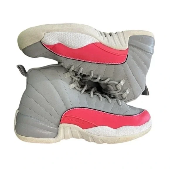 Jordan 12 Retro GS Racer Pink Wolf Grey Kids Basketball Shoes 6.5Y