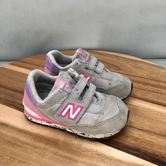 New Balance 515 Sneakers Gray Pink Little Kids 7 M Leather Shoes