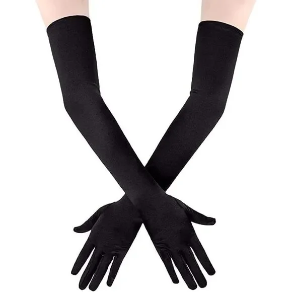Black long opera gloves