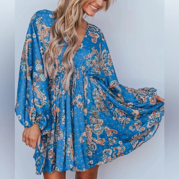 Free People Floral Boho Mini Dress