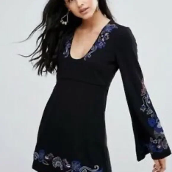 Free People Holiday Folk Dress‎ Sz 0