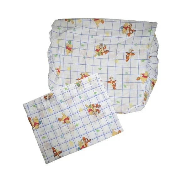 Rare Disney Winnie the Pooh Vintage Twin Flat Fitted Sheets Made in USA HTF