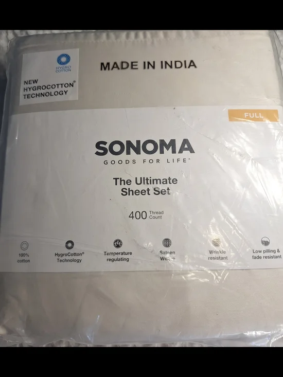 SONOMA Cream Cotton Sateen Sheet Set - Full