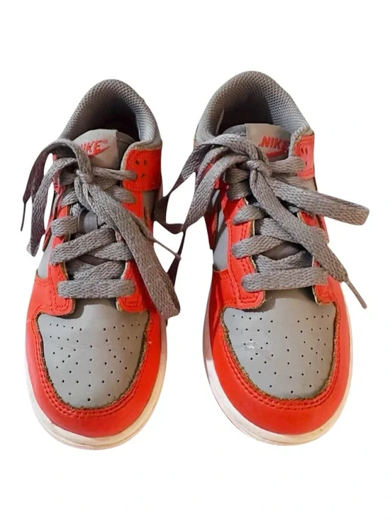 NIKE Dunk Low Retro Kids Unisex  Orange and Gray Sneakers Size 12C