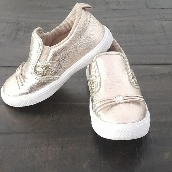BiBi little girls shoes slip-on sneakers gold cat years sequinsvery cute worn on