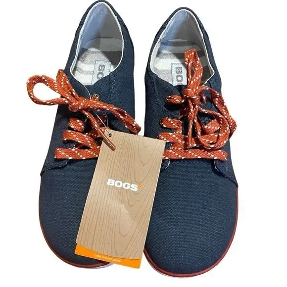 NWT Bogs Outdoor Shoes Unisex Youth Malibu Canvas Lace 71734Y Sz 3 Navy Blue
