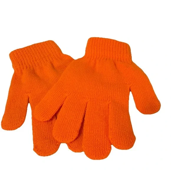 Stretch Orange Unisex Knit Glove Winter‎ Warm One Size Fits Most New