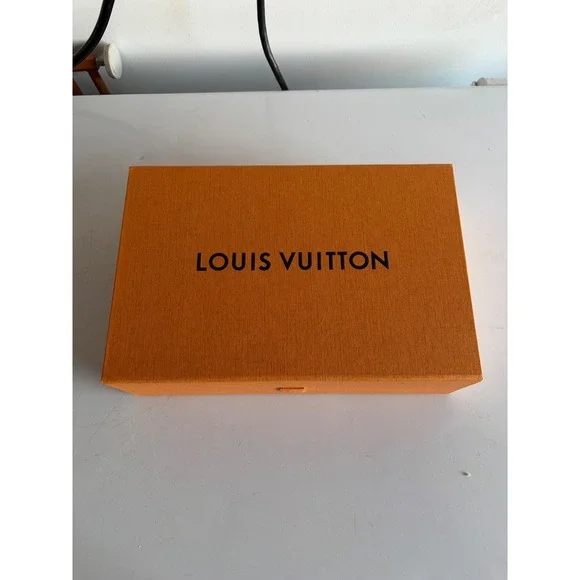 Louis Vuitton Orange Magnetic Gift Box with Blue Ribbon 11x7x3.25 Storage