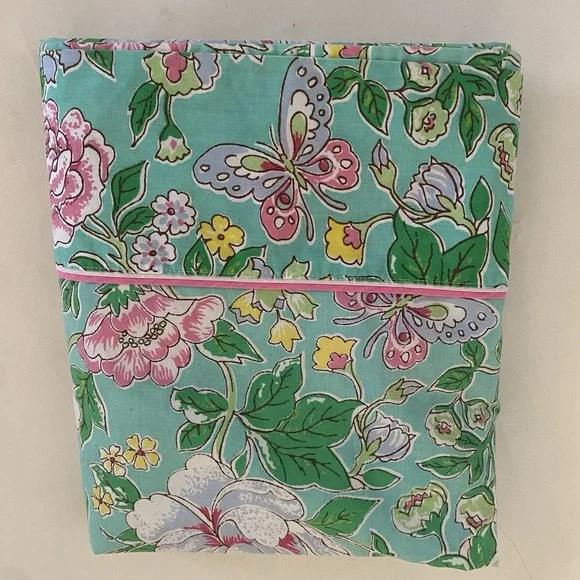 Fleur de Chine Green Pink Floral Full Flat Sheet Utica JP Stevens Odyssey Collec