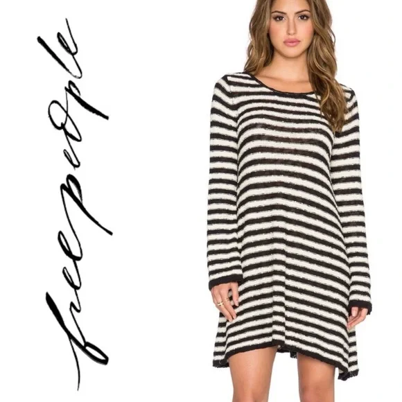 Free People nob textured knit long sleeved midi dress