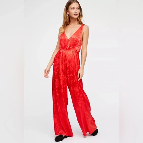 Free People satin floral Jumpsuit