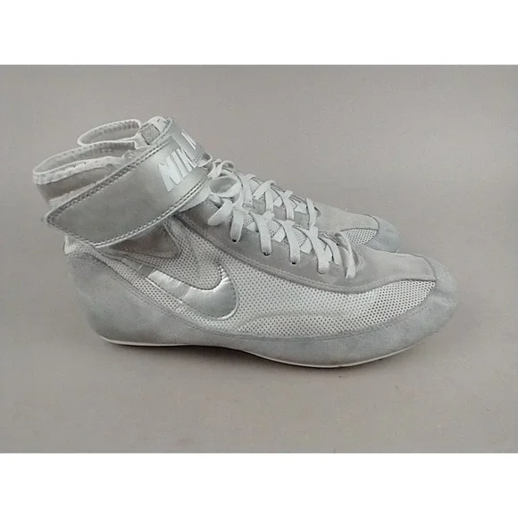 Nike Speedsweep‎ VII Wrestling Shoes Mens 10.5 Silver White 366683-100 High Top
