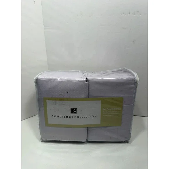 Concierge Collection Queen Sheet Set‎ 2 Pk Lilac Purple Microfiber Dobby Dot 8pc