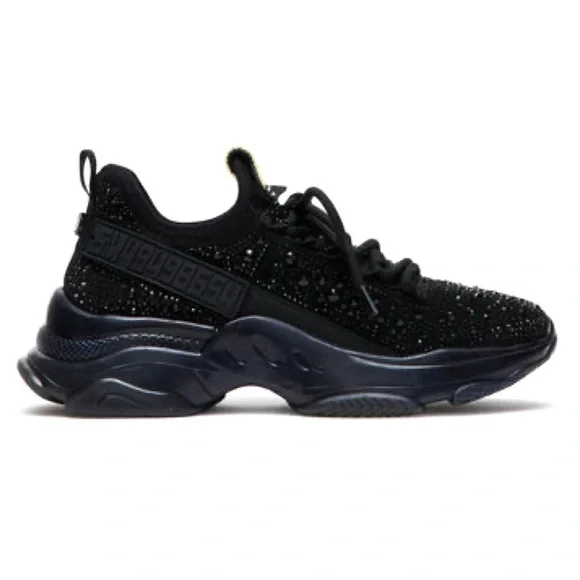 STEVE MADDEN • Maxima Black Rhinestone Sneakers • Kids 6M