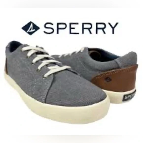 Sperry Gray and White Sneakers Classic Low-Top Design