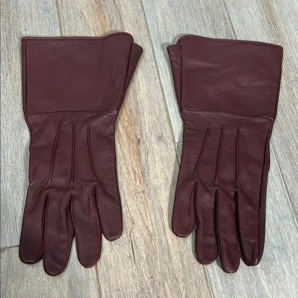 Women’s Burgundy Medieval Gauntlet leather cosplay gloves long arm cuff XL