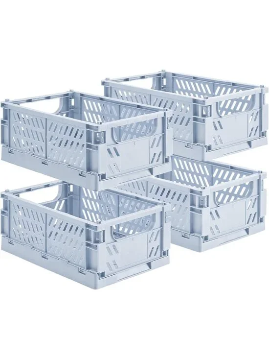4-Pack Collapsible Pastel Storage Baskets - Mini Organizing Crates for Home