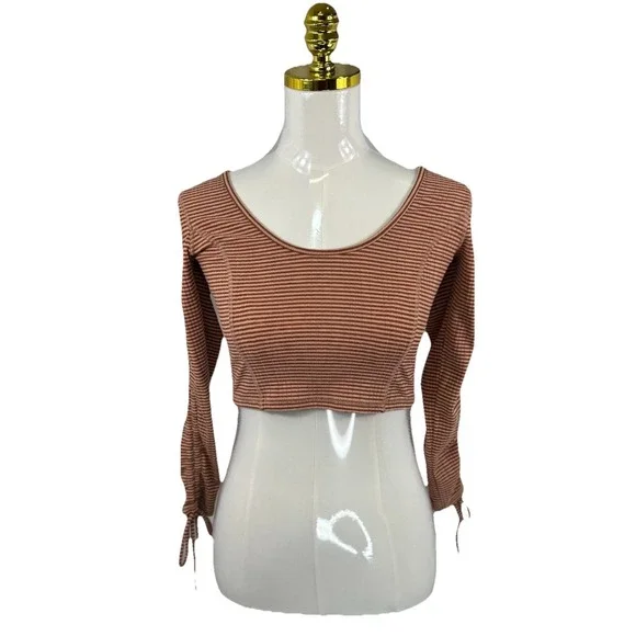 Free People Top Womens Small Intimately Free Crop Long Sleeve Y2K Boho 90s Retro