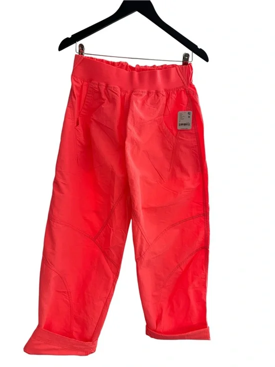 Free People Neon Coral Cropped Pull-On Pants