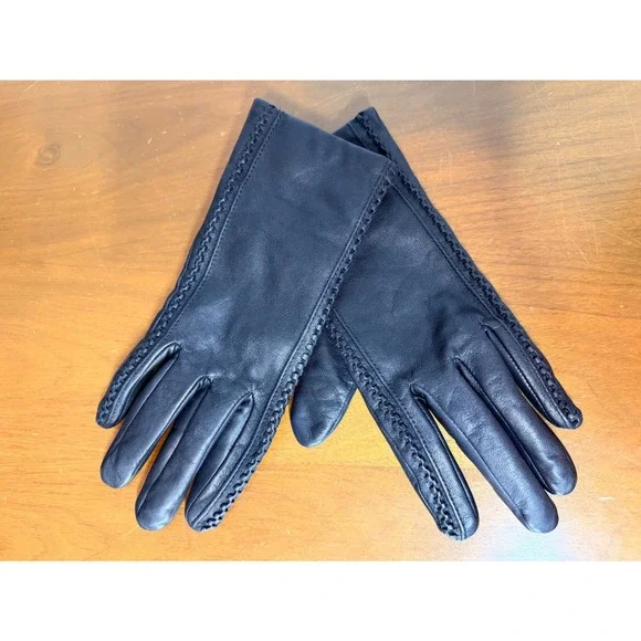 Unbranded Leather Gloves Women‎ L Black Thinsulate Thermal Insulated Whipstitch