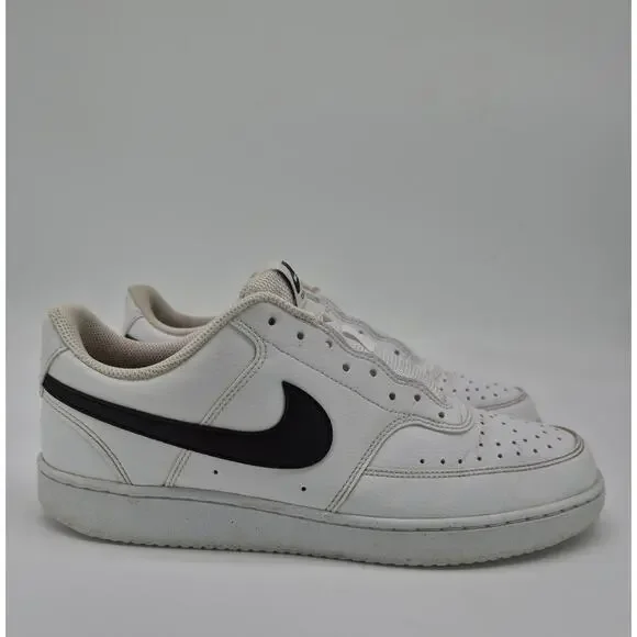 Nike Court Vision Low White Black Leather Sneakers Men’s Size 9.5