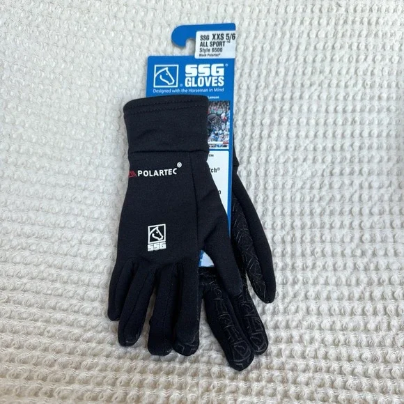SSG All Sport Polartec Riding Gloves 6500 XXS‎ 5/6 Black Silicon Palm Print Grip