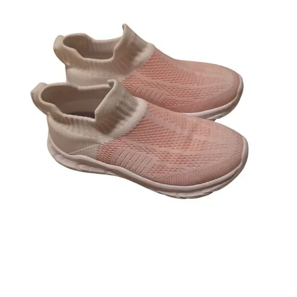 Pink and White Slip-On Sneakers Kids Size 13
