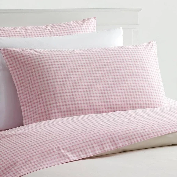 Laurel & Mayfair 250tc 100% Cotton Gingham Checkered Print Sheet Set, Full, Pink