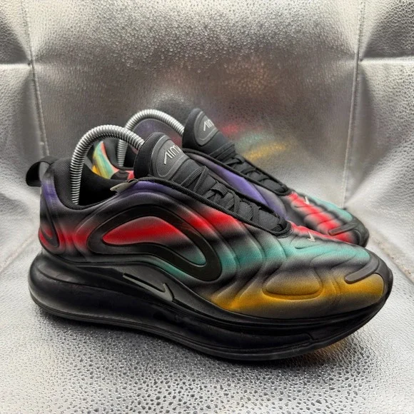 Size 7Y‎ Nike Air Max 720 GS Black Multi Kids Lace-Up Running Shoes AQ3196-011