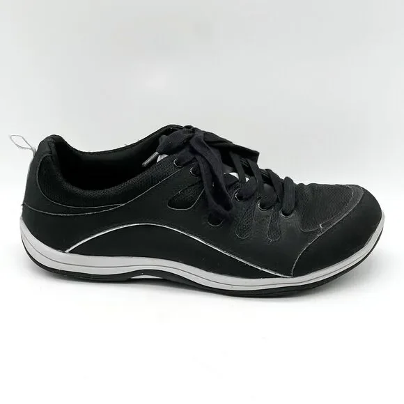 East Street Sport Ellen Black Leather Lace Up Sneakers Walking Shoe Women’s 10