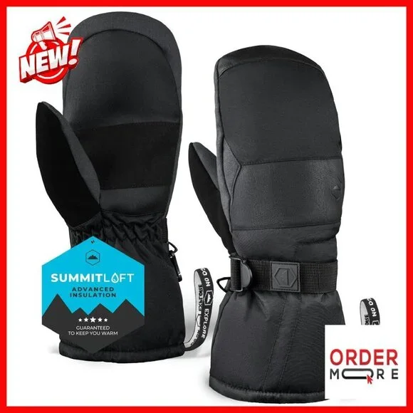 Waterproof Ski Mittens with Thermal Fleece Lining - Winter Gloves for Men &