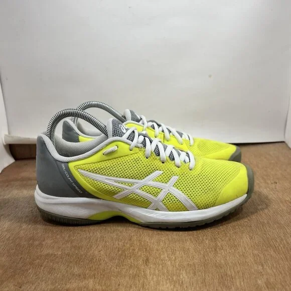 Asics Gel-Court Speed Yellow Gray Women Size 7.5 E850N Sneakers
