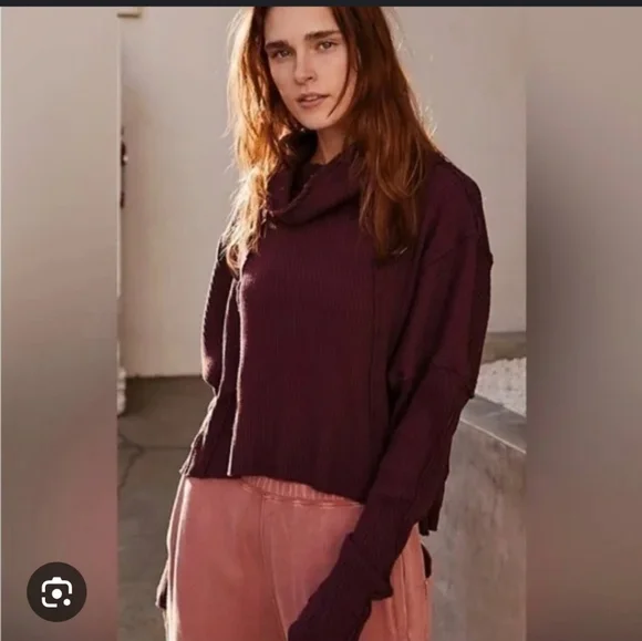 Free People Juicy Ribbed Eggplant Sweater L