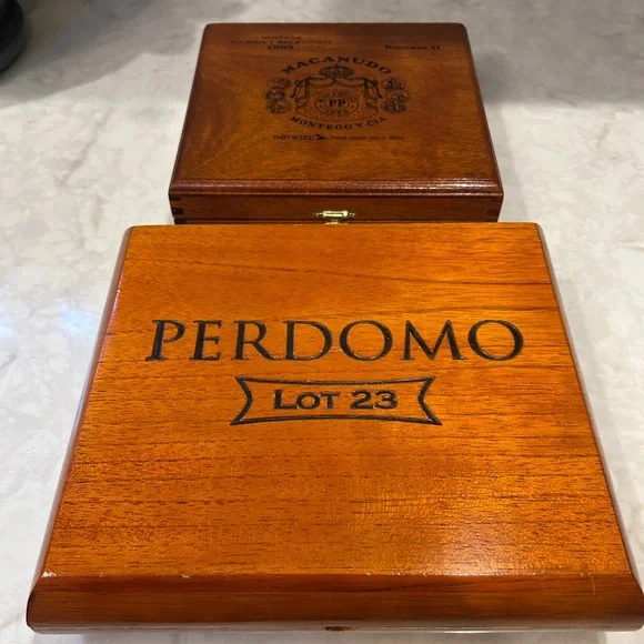 1990s Perdomo and Macanudo Wooden Cigar Boxes- Set of Two- EUC