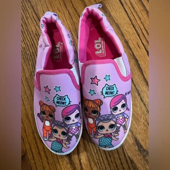LOL Surprise Dolls Pink Slip-On Character and Cat Face Pink Star Shoes Girls 2