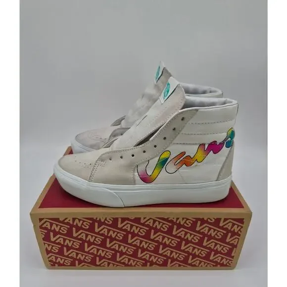 Vans Sk8-Hi Platform Spring Fade White Rainbow Women’s 8.5 With Box