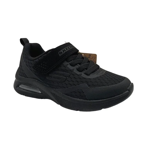 Skechers MicroSpec Max Youth‎ Boys Slip-on Sneaker Size 1 Solid Black Shoes