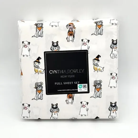Cynthia Rowley Perfect Pups Dogs Halloween Costumes Sheet Set FULL Dachshund NEW