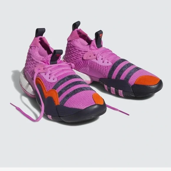 Vibrant Lilac and Black Sneakers with Orange Accents Trae 2 Basketball Sneakers