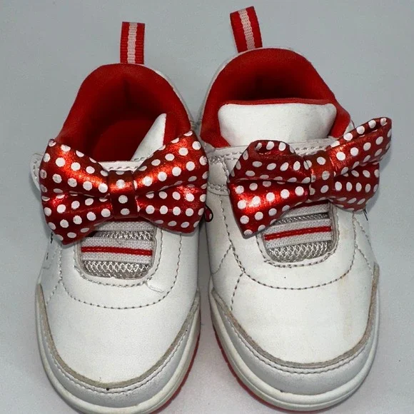 Disney Baby Minnie Mouse Sneakers White‎ Red Bow Toddler Shoes Size 5