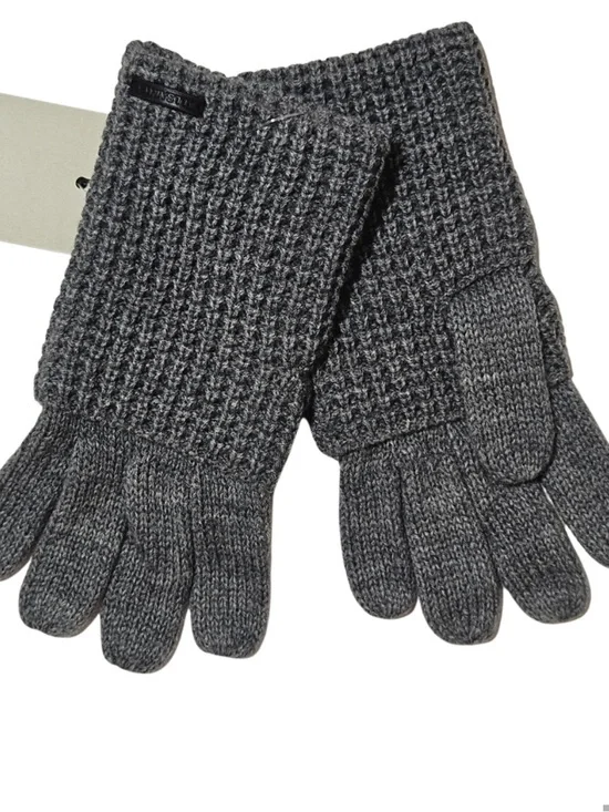 NWT All Saints Gloves Light Grey Mixed Stitch Knit Wool Blend Outdoor Winter