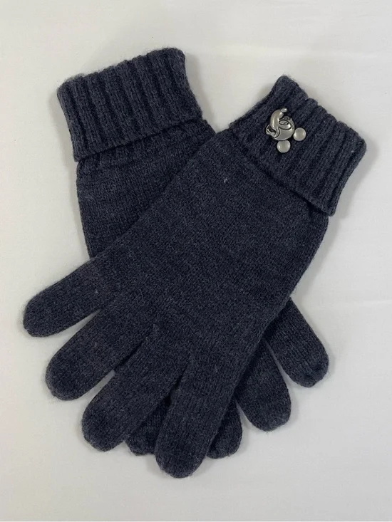 Disney Parks Mickey Mouse Emblem Winter Warm Adult Gloves Fuzzy Navy Blue