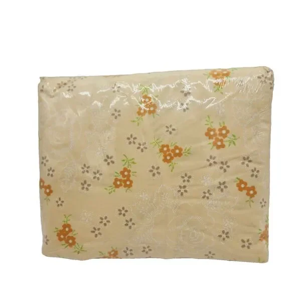 Vintage Cannon Monticello Marcelle 3 Pc Twin Sheet Set Beige Tan Floral NOS