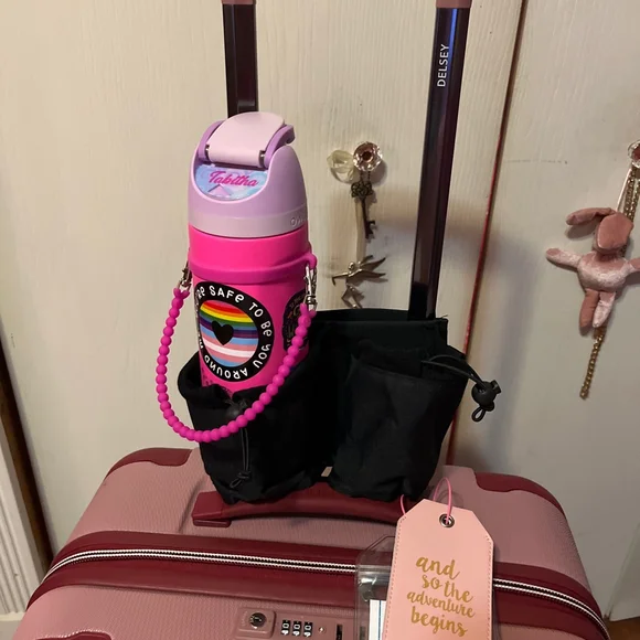 Travel Luggage Handle Organizer Black Cup Holder Zipper Pocket